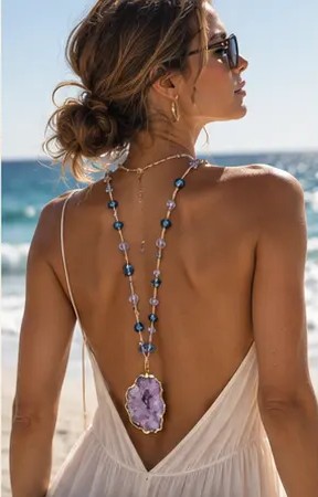 Purple Druzy — Back necklace