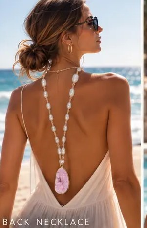 Pink Druzy Grande — Back necklace