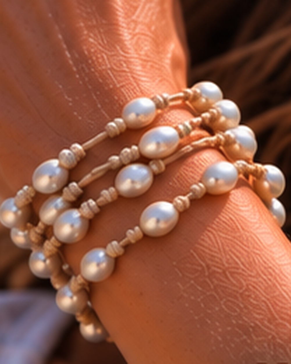 Antler Pendant with Iridescent Grey Fresh Water Pearls — Bracelet