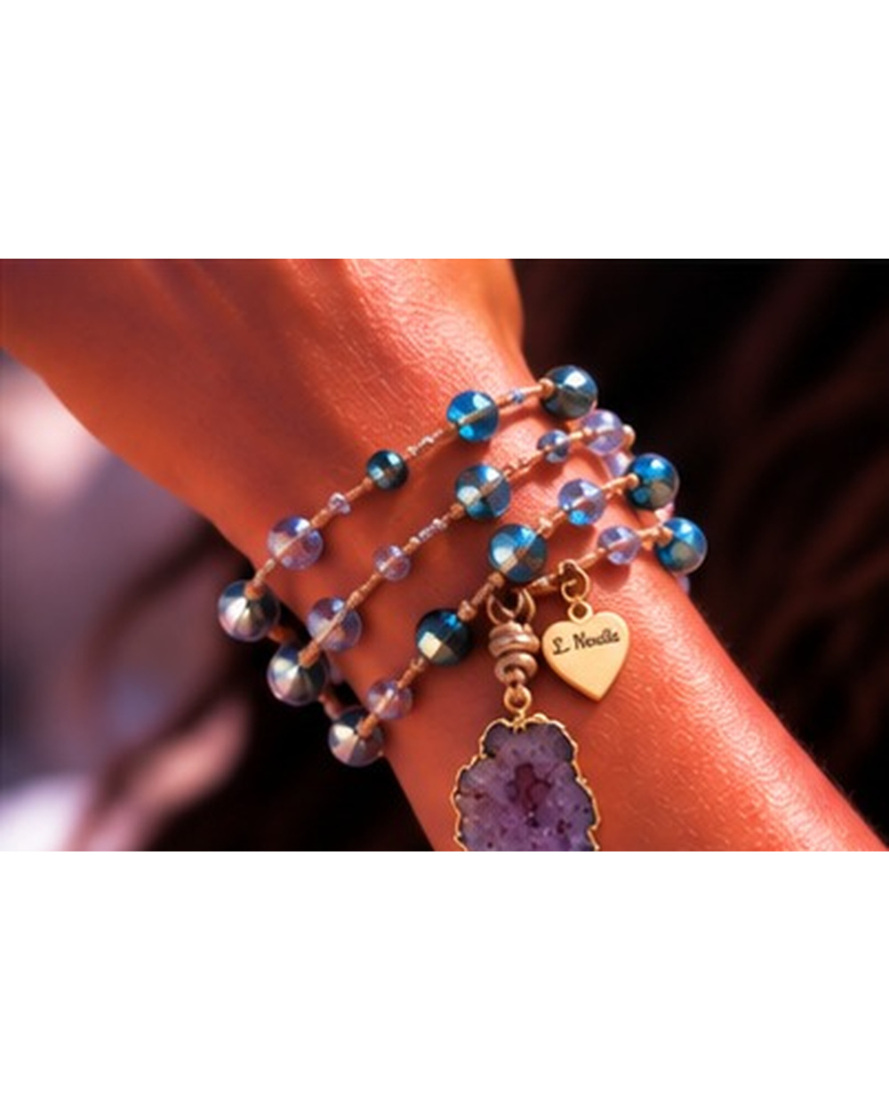 Amethyst Druzy Pendant with Amethyst Crystals — Bracelet