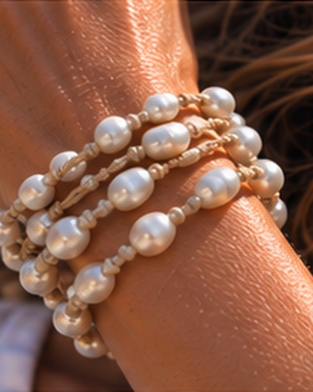 Antler Pendant with Ivory Fresh Water Pearls — Bracelet