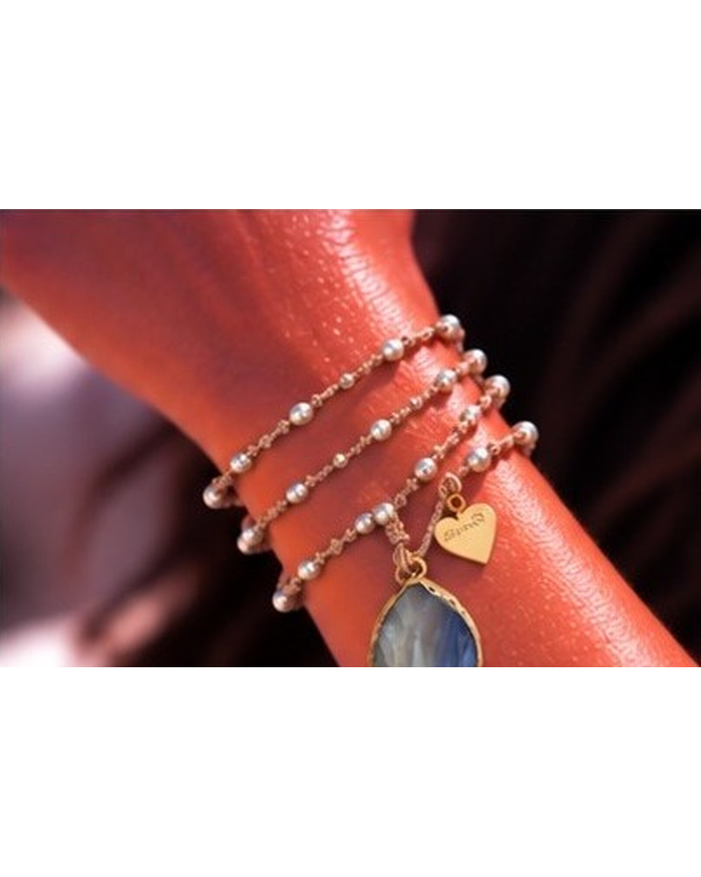 Large Moonstone Pendant with Ivory Fresh Water Pearls — Bracelet