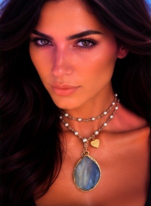 Large Moonstone Pendant with Ivory Fresh Water Pearls