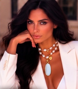 Moonstone Oval Pendant with Ivory Fresh Water Pearls