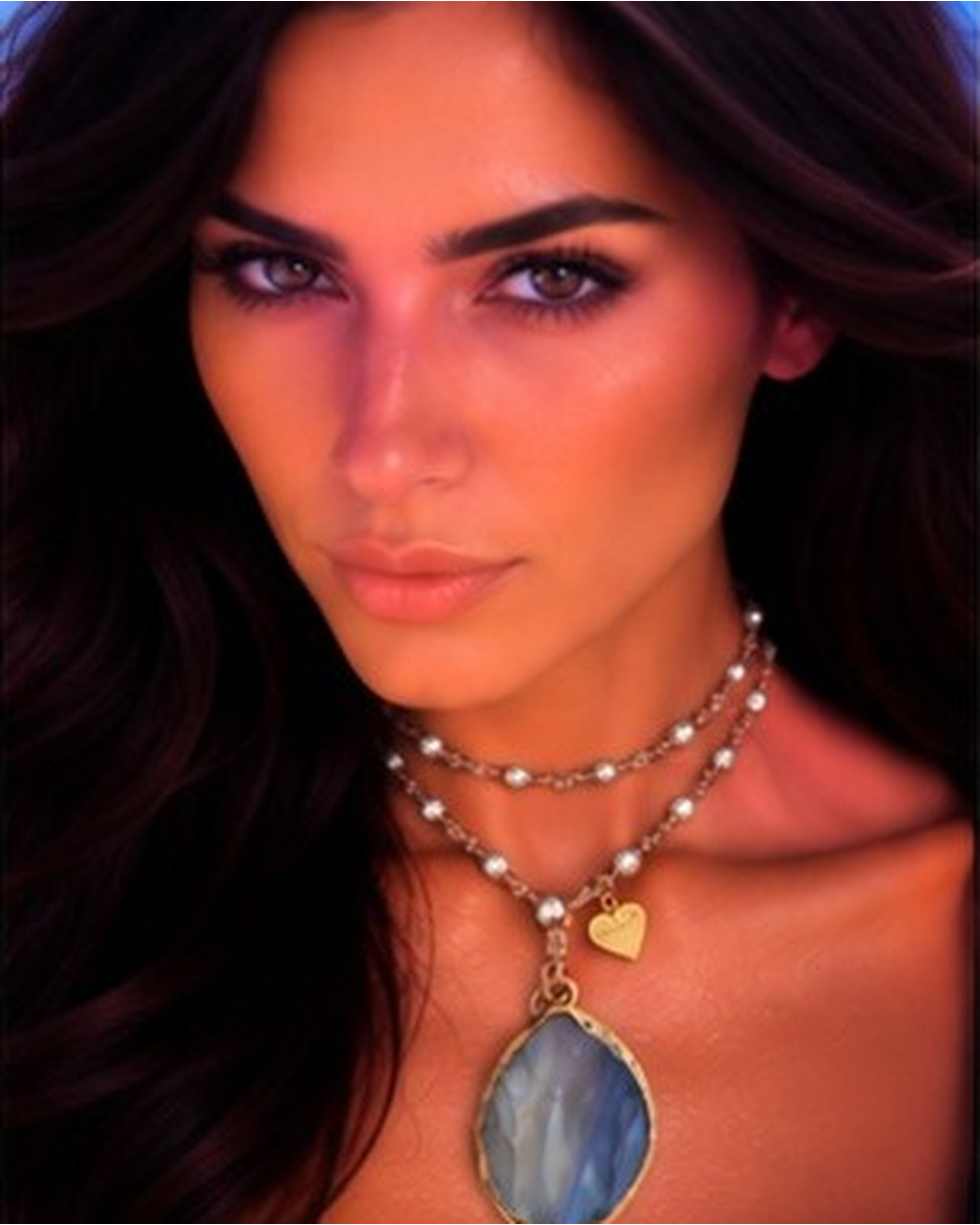 Large Moonstone Pendant with Ivory Fresh Water Pearls — Double wrap